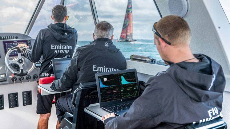 Emirates team NZ on ship