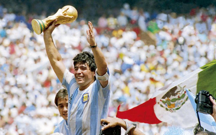 Maradona with world cup trophy