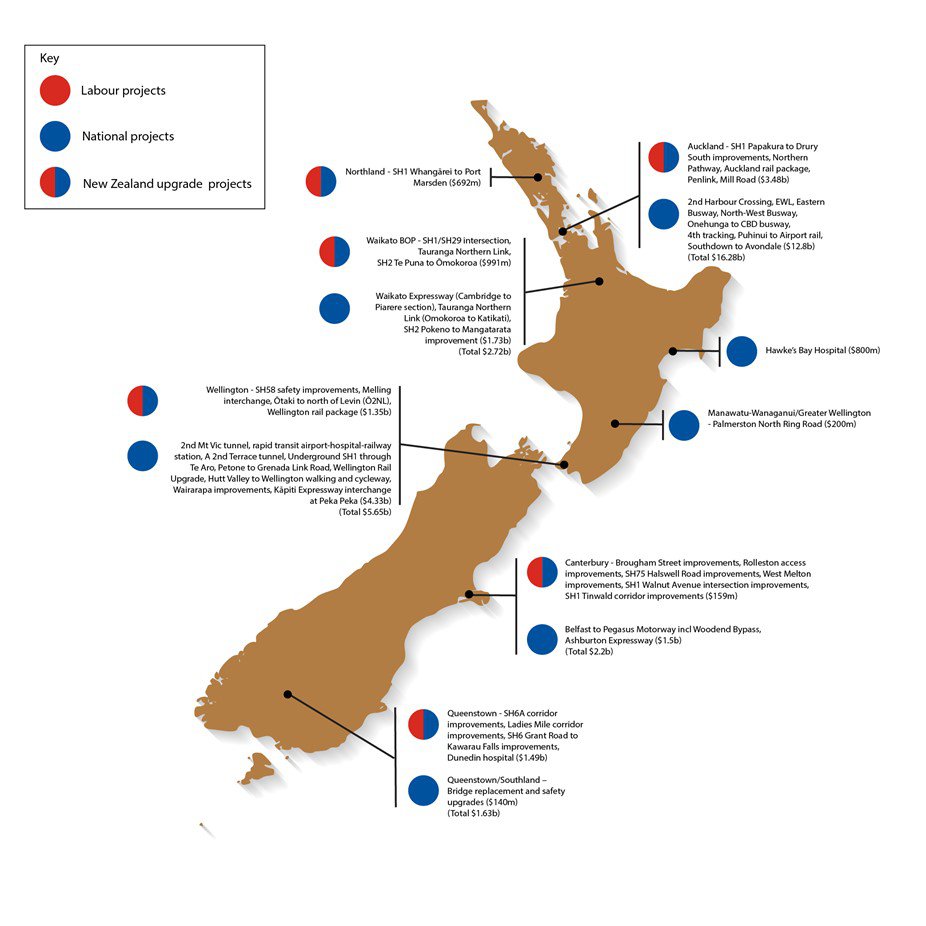 NZ map of governmental projects